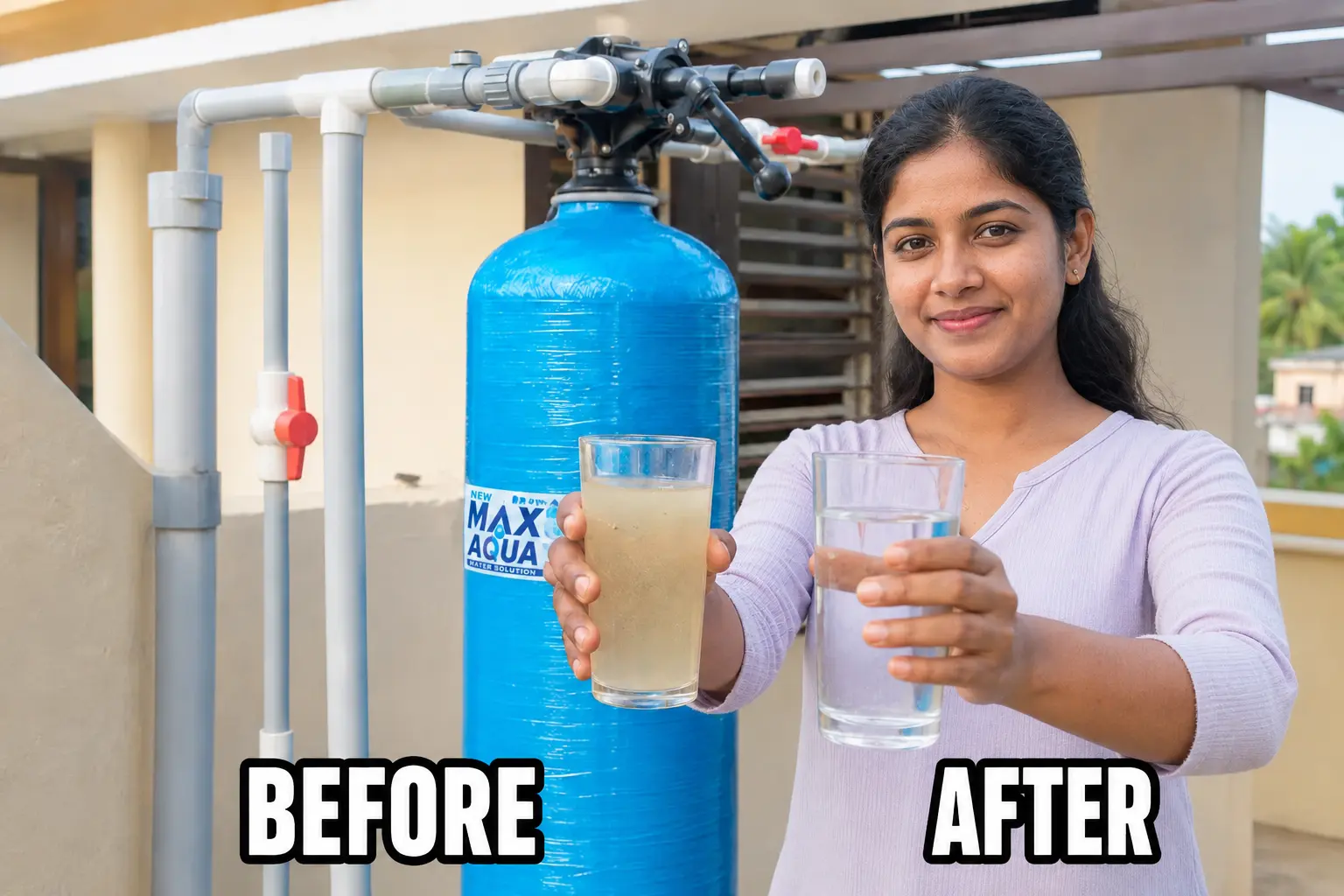 Water quality before and after New Max Aqua filtration